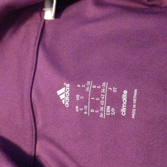 Adidas Climate Pullover Jacket Size S 8-10 Color Grape - Picture 5 of 6